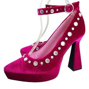 DOLLS KILL SUGAR THRILLZ UNWRAP ME VELVET RHINSTONE PLATFORM HEELS